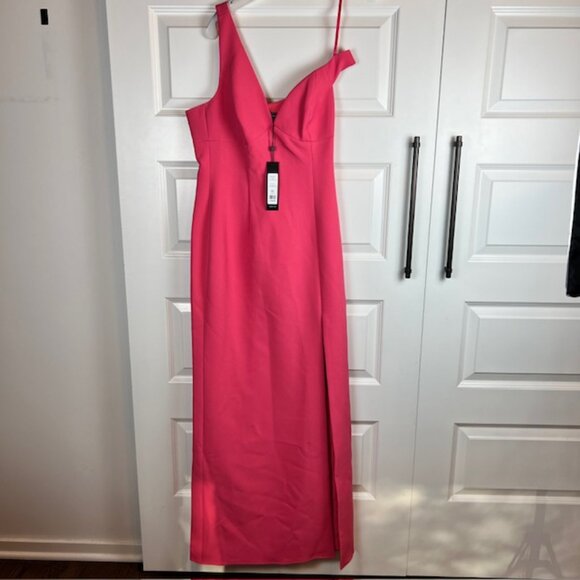 BCBGMAXAZRIA Pink One-Shoulder Column Evening Gown Dress Size 6 NWT Formal Maxi - Picture 2 of 10